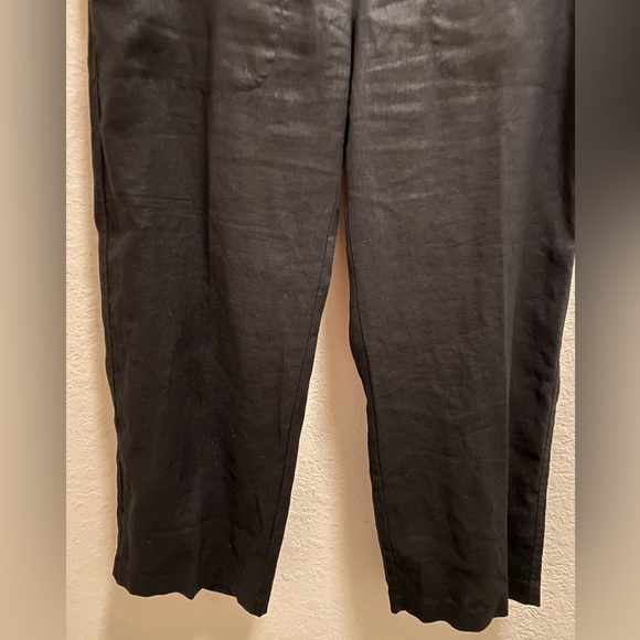 Eileen Fisher Black 100% Organic Linen Lightweight Cropped Pant Size PP - Picture 6 of 9